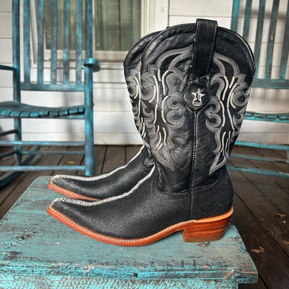 SOLD Los Altos Stingray Print Cowboy Western Leather Boots
